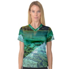 Jiuzhaigou Valley 2 Women s V-neck Sport Mesh Tee