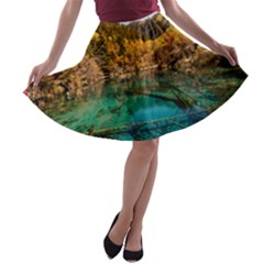 Jiuzhaigou Valley 1 A-line Skater Skirt by trendistuff