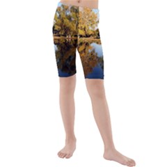 Autumn Lake Kid s Mid Length Swim Shorts by trendistuff