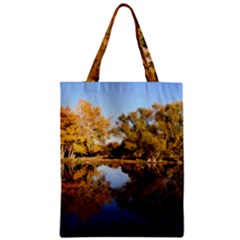 Autumn Lake Zipper Classic Tote Bags by trendistuff