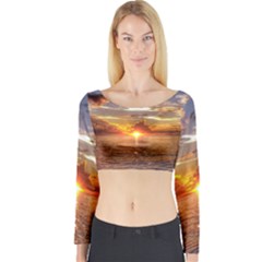 Tahitian Sunset Long Sleeve Crop Top