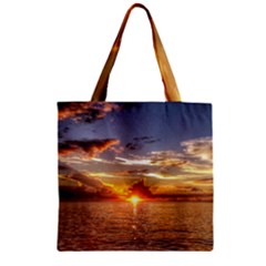 Tahitian Sunset Zipper Grocery Tote Bags