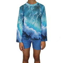 Storm Waves Kid s Long Sleeve Swimwear