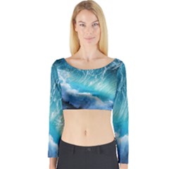 Storm Waves Long Sleeve Crop Top