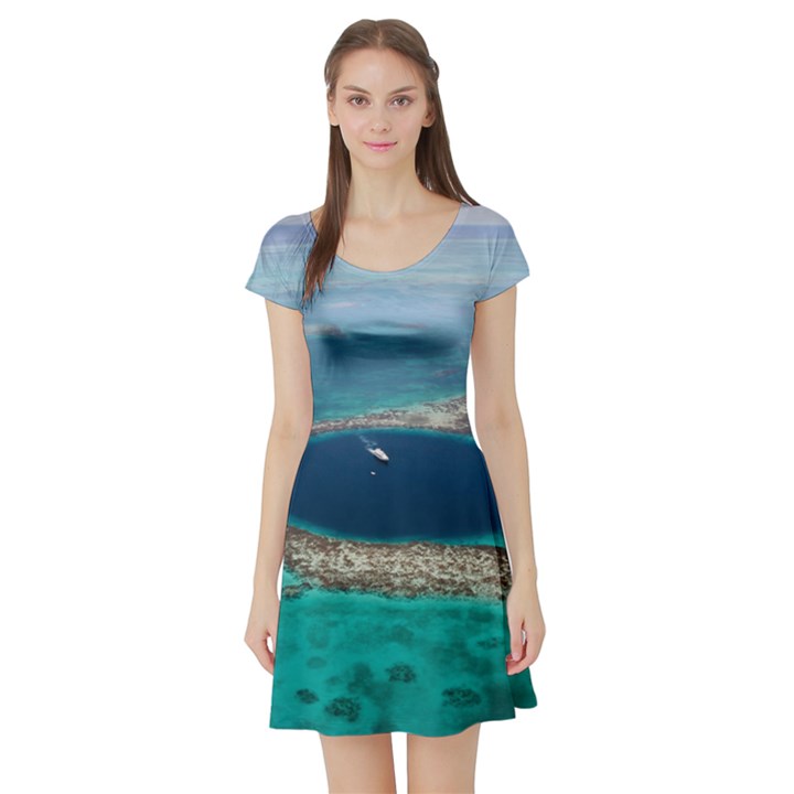 GREAT BLUE HOLE 1 Short Sleeve Skater Dresses