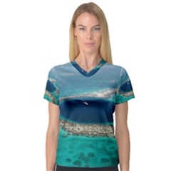 Great Blue Hole 1 Women s V-neck Sport Mesh Tee