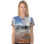 YELLOWSTONE CASTLE Women s V-Neck Sport Mesh Tee