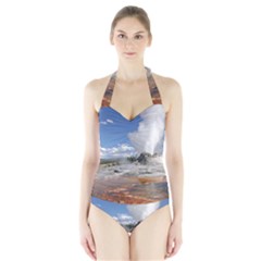 Yellowstone Castle Women s Halter One Piece Swimsuit