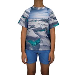 Turquoise Ice Kid s Short Sleeve Swimwear