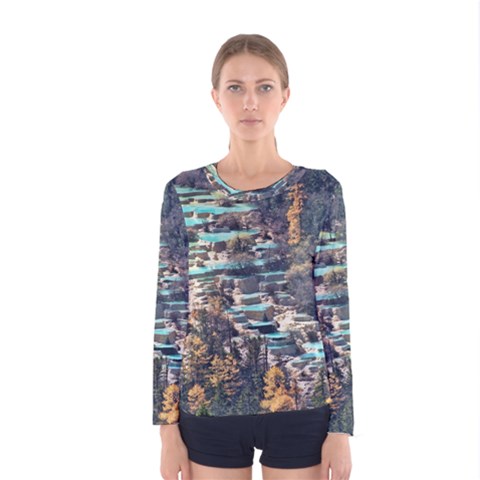 Huanglong Pools Women s Long Sleeve T-shirts by trendistuff