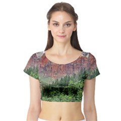 Upper Emerald Trail Short Sleeve Crop Top