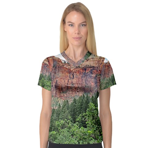 Upper Emerald Trail Women s V-neck Sport Mesh Tee by trendistuff