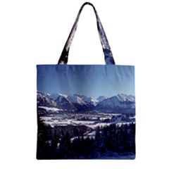 Snowy Mountains Zipper Grocery Tote Bags by trendistuff