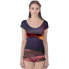 San Gabriel Mountain Sunset Short Sleeve Leotard by trendistuff