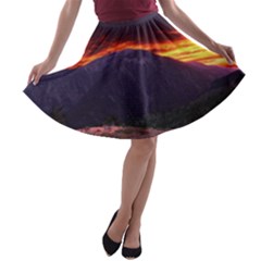 San Gabriel Mountain Sunset A-line Skater Skirt by trendistuff