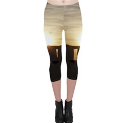 Sunset Stonehenge Capri Leggings