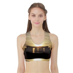 Sunset Stonehenge Women s Sports Bra With Border