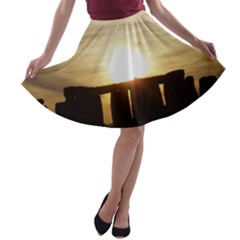 Sunset Stonehenge A-line Skater Skirt