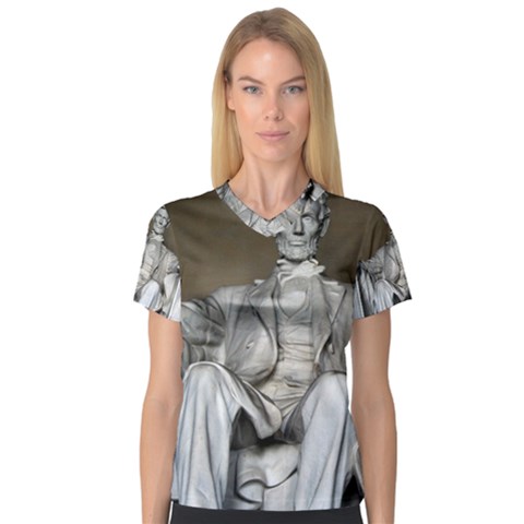 Lincoln Memorial Women s V-neck Sport Mesh Tee by trendistuff