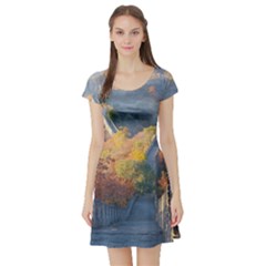 Great Wall Of China 1 Short Sleeve Skater Dresses by trendistuff