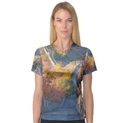 Great Wall Of China 1 Women s V-neck Sport Mesh Tee