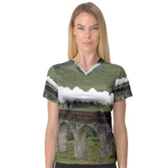 Glenfinnan Viaduct 1 Women s V-neck Sport Mesh Tee