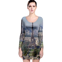 Eiffel Tower 2 Long Sleeve Bodycon Dresses