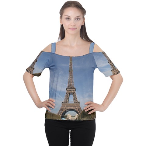 Eiffel Tower Women s Cutout Shoulder Tee by trendistuff