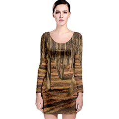 Wood Shadows Long Sleeve Bodycon Dresses