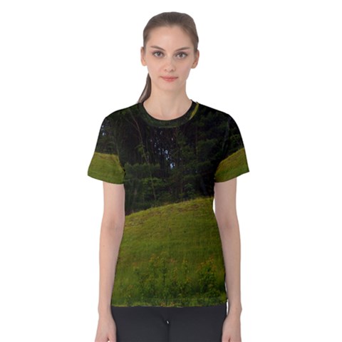 Three Crosses On A Hill Women s Cotton Tee by trendistuff