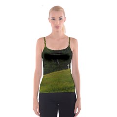 Three Crosses On A Hill Spaghetti Strap Tops