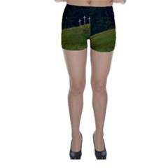 Three Crosses On A Hill Skinny Shorts