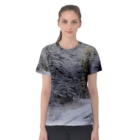 Snow On Road Women s Sport Mesh Tees by trendistuff