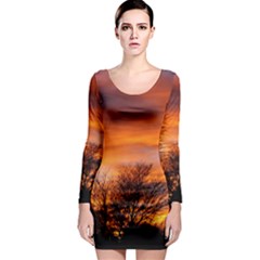 Orange Sunset Long Sleeve Bodycon Dresses