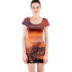 Orange Sunset Short Sleeve Bodycon Dresses