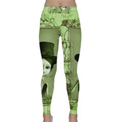 Cute Girl With Steampunk Hat And Floral Elements Yoga Leggings