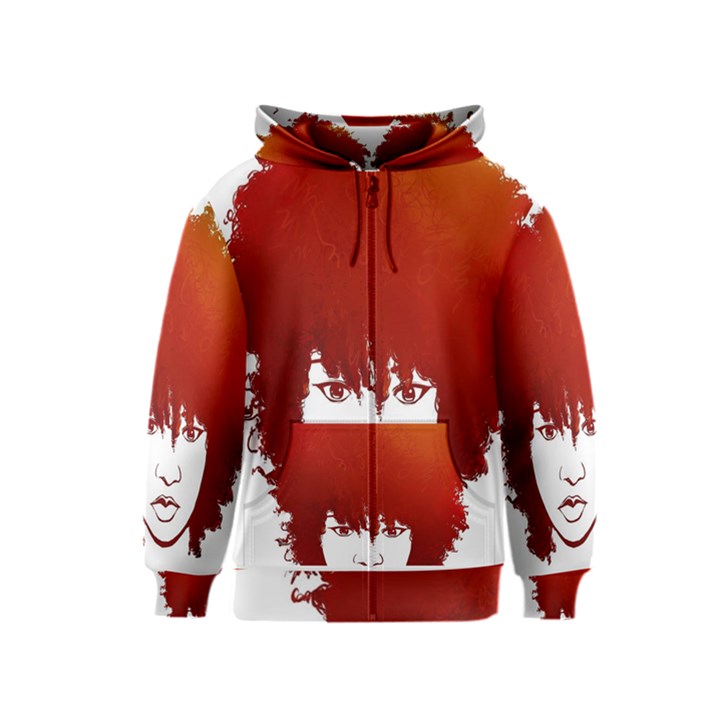 Nappyheads Logo Red Kids Zipper Hoodies