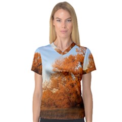 Beautiful Autumn Day Women s V-neck Sport Mesh Tee