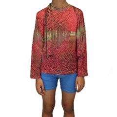 Avenue Of Trees Kid s Long Sleeve Swimwear