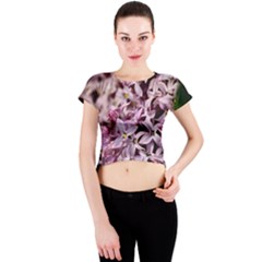 Purple Lilacs Crew Neck Crop Top