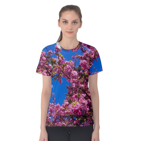 Pink Flowers Women s Cotton Tee by trendistuff