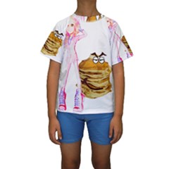 Mal Girl And Mr Pancake Kid s Short Sleeve Swimwear by michaelandrewlaw