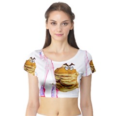 Mal Girl And Mr Pancake Short Sleeve Crop Top