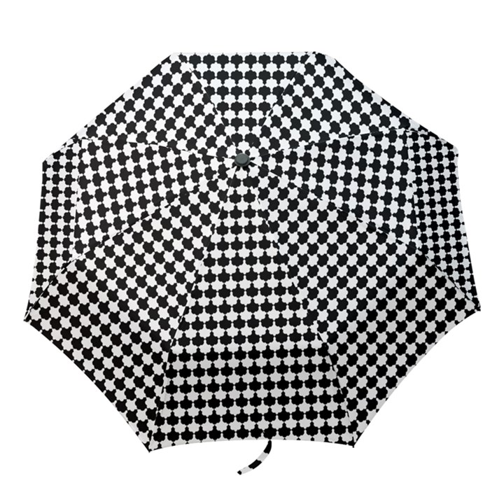 Black And White Scallop Repeat Pattern Folding Umbrellas