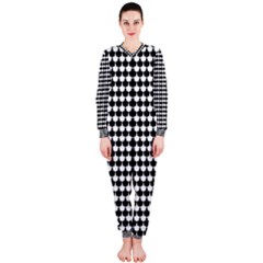 Black And White Scallop Repeat Pattern Onepiece Jumpsuit (ladies) 