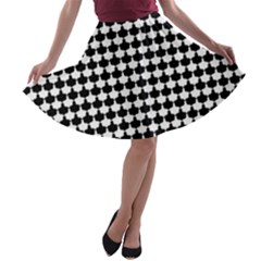 Black And White Scallop Repeat Pattern A-line Skater Skirt