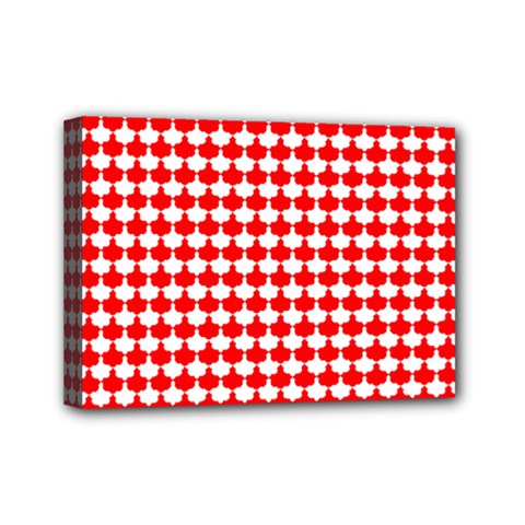 Red And White Scallop Repeat Pattern Mini Canvas 7  X 5  by PaperandFrill