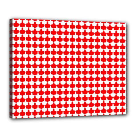 Red And White Scallop Repeat Pattern Canvas 20  X 16  by PaperandFrill