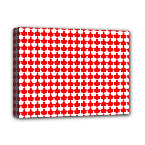 Red And White Scallop Repeat Pattern Deluxe Canvas 16  X 12   by PaperandFrill