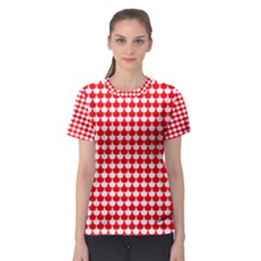 Red And White Scallop Repeat Pattern Women s Sport Mesh Tees